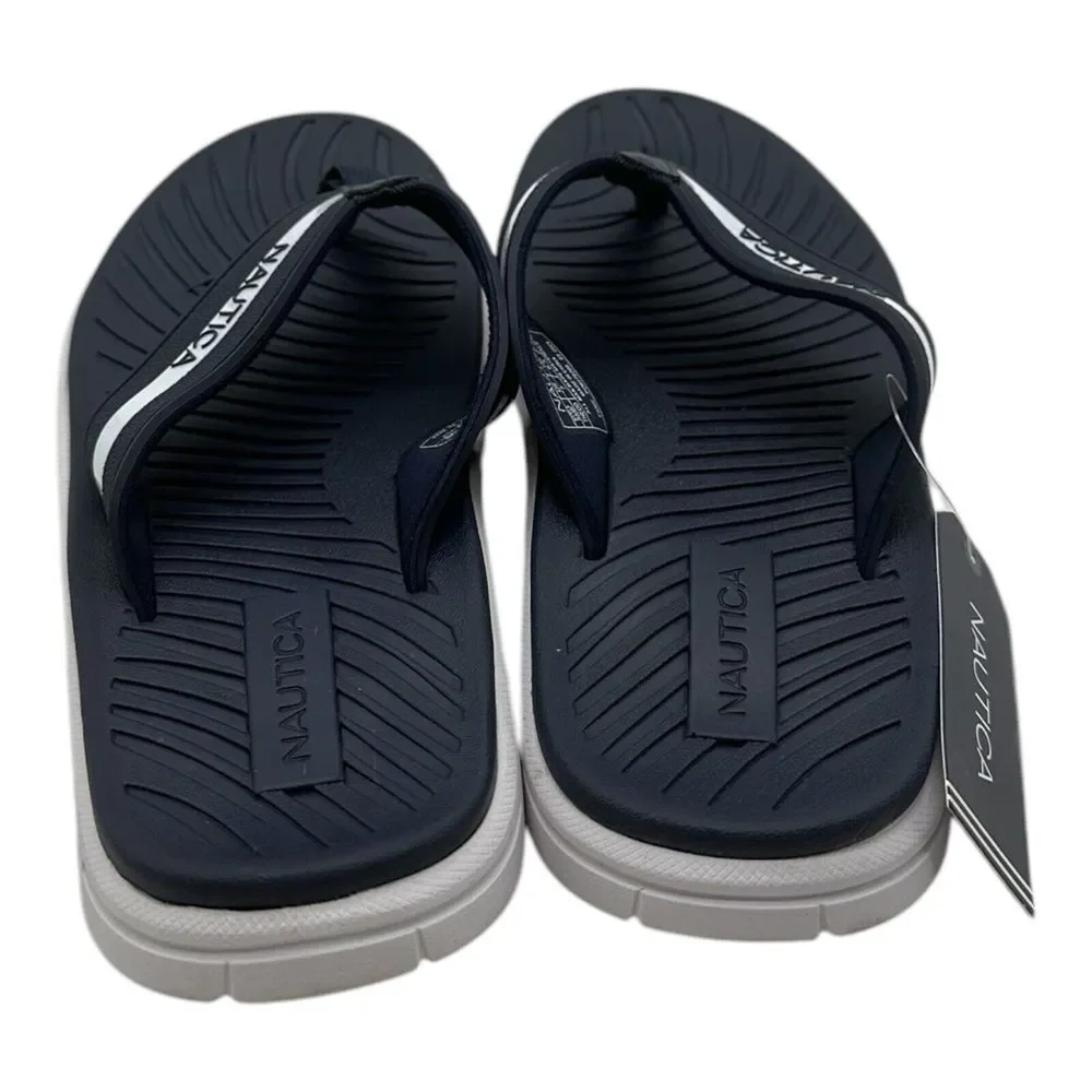 Nautica THEOD‎ Shower Sandals Men's Size 10 Navy Blue White Thong Flip Flops NWT